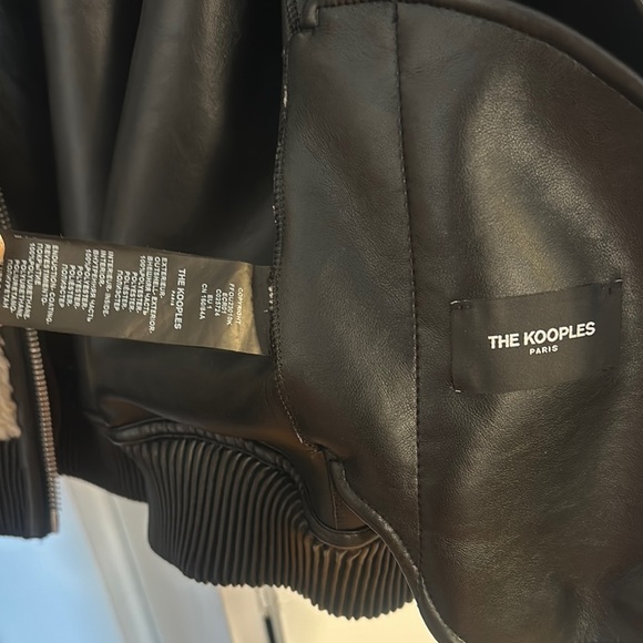 The Kooples Shearling Bomber Faux Fur and Leather Teddy Jacket Size Small - Picture 2 of 5